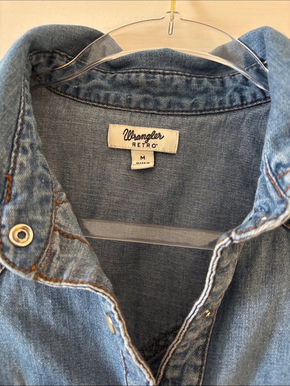 Wrangler Denim Retro Denim pearl snap Western Shirt - Light Blue - Picture 2 of 5